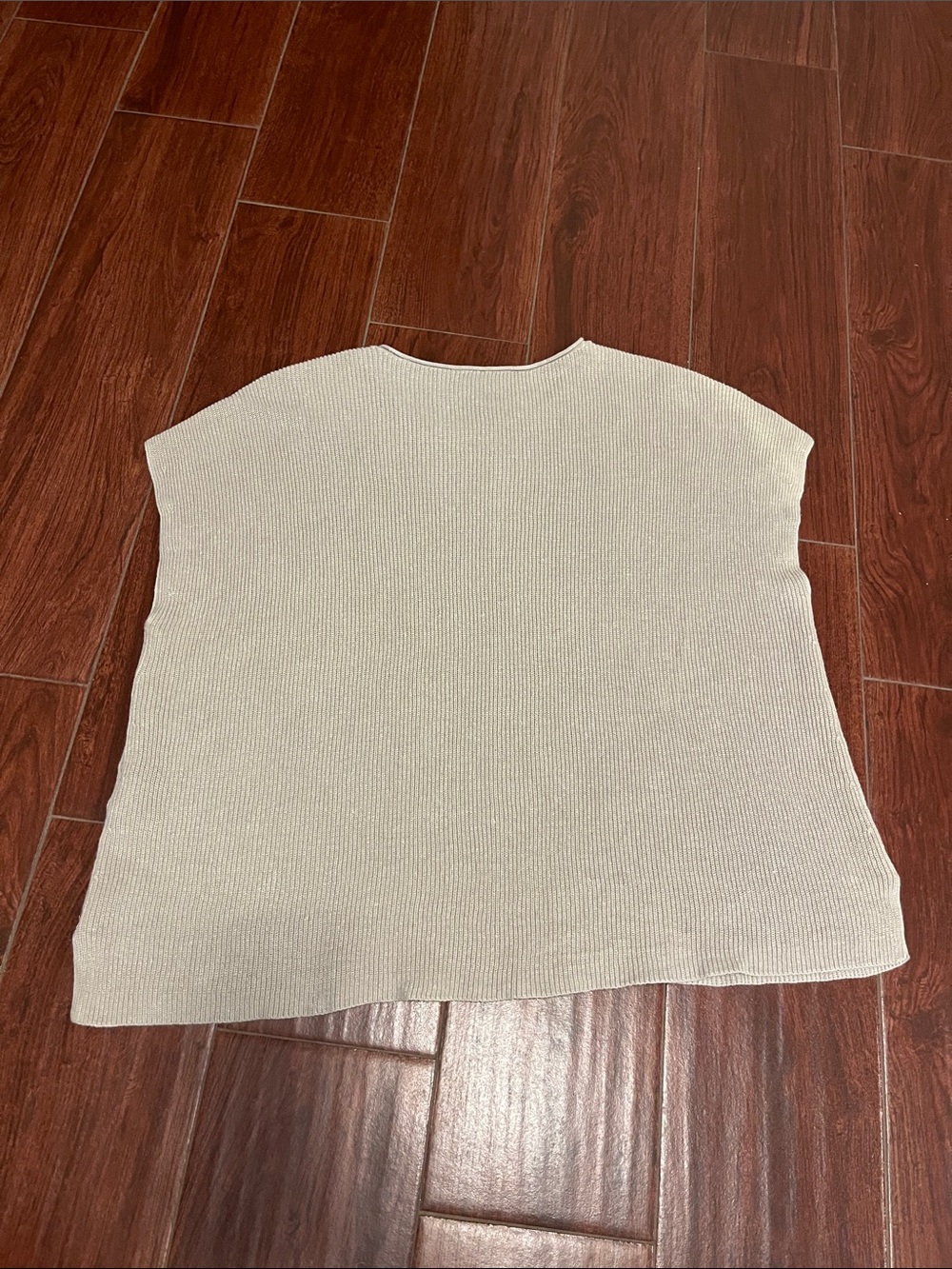 Eileen Fisher Cream Ribbed Knit Boxy Shell - Picture 8 of 11